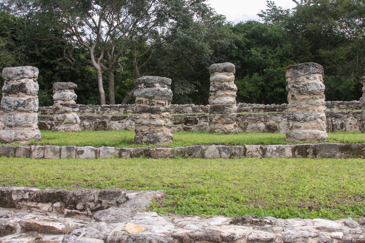 Short columns and low walls invite a closer look at the arrangement of an ancient space.